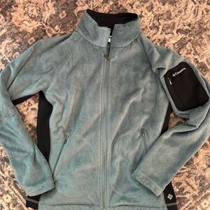 Columbia Teal Fleece Jacket with Black Accents